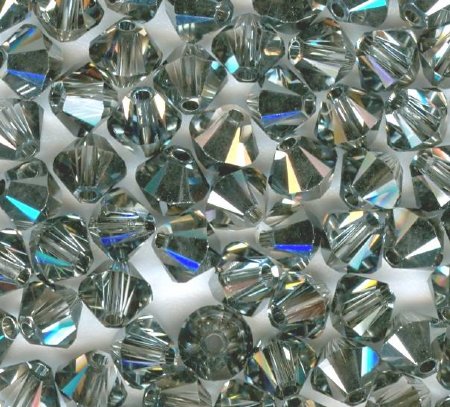 25 4mm Silver Night Crystal Swarovski Bicone Beads