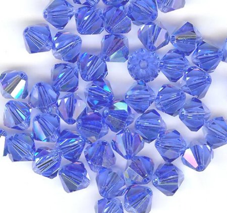25 6mm Sapphire AB Bicone Swarovski