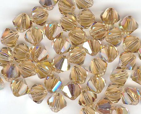 25 6mm Light Colorado Topaz AB Bicone Swarovski