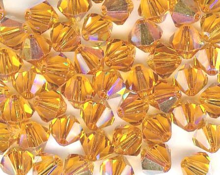 25 6mm Topaz AB Bicone Swarovski