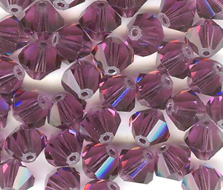 25 Amethyst 6mm Bicone Swarovski