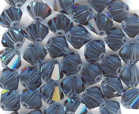 25 6mm Montana Blue Swarovski Bicone Beads