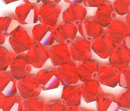 25 Light Siam 6mm Bicone Swarovski