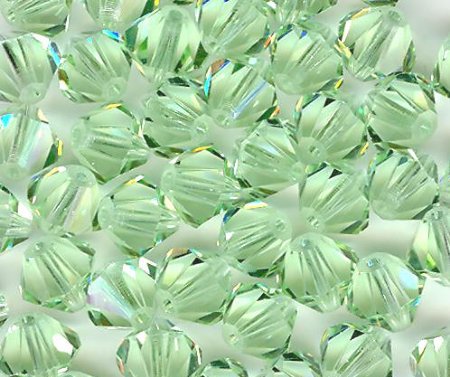 25 Chrysolite 6mm Bicone Swarovski