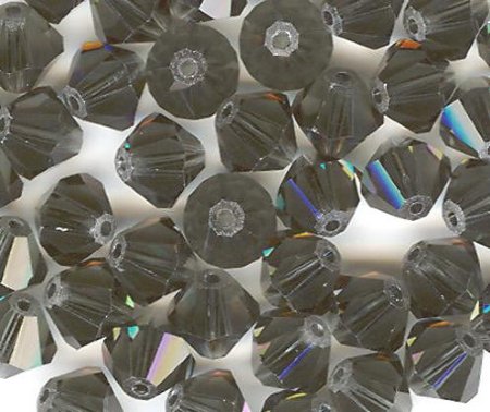 25 Morion 6mm Bicone Swarovski