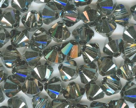 25 6mm Silver Night Crystal Swarovski Bicone Beads