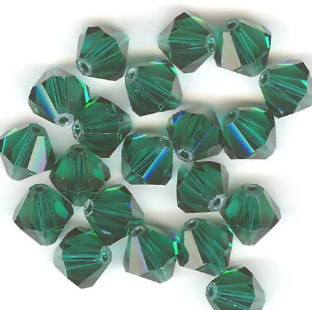 10 8mm Emerald Bicone Swarovski