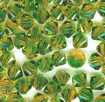 25 4mm Topaz and Fern Blend Swarovski Bicone Beads