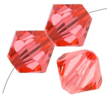 25 4mm Padparadscha Swarovski Bicone Beads