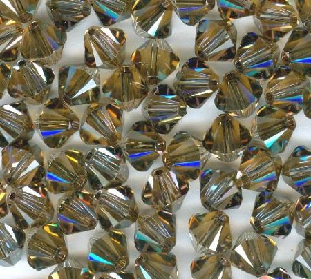 25 6mm Swarovski Bronze Shade Bicone Beads