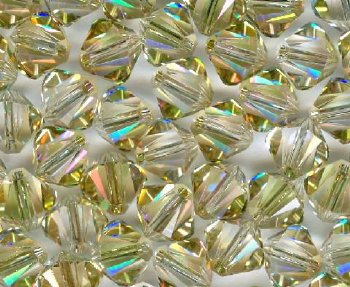 25 6mm Crystal Luminous Green Swarovski Bicone Beads