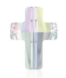 1, 14mm Crystal AB Swarovski Cross Bead