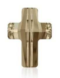 1, 14mm Crystal Golden Shadow Swarovski Cross Bead