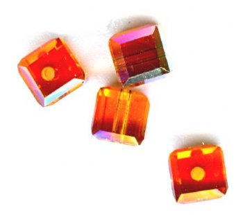 4 4mm Swarovski Topaz AB Cube Beads