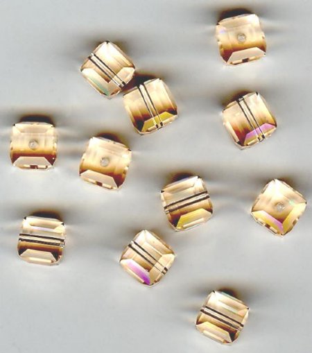 2 6mm Silk Swarovski Cubes
