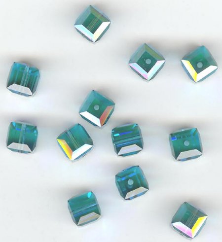 2 Indicolite ABB 6mm Cube Swarovski