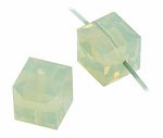 2 6mm Chrysolite Opal Swarovski Cube Beads