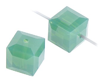 2 6mm Pacific Opal Swarovski Cube Beads