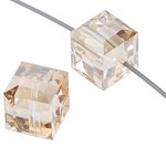 2 6mm Crystal Golden Shadow Swarovski Cubes