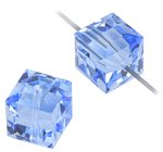 2 6mm Light Sapphire Swarovski Cubes