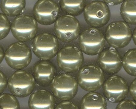 25 6mm Light Green Swarovski Pearls
