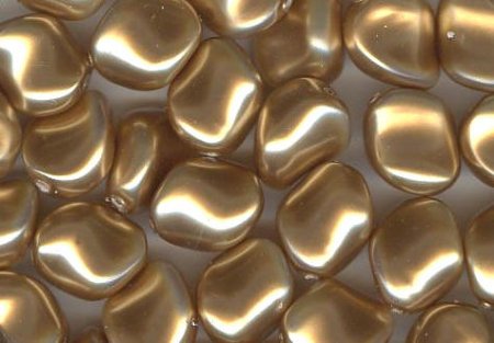 10 9x8mm Bright Gold Swarovski Twisted Pearl