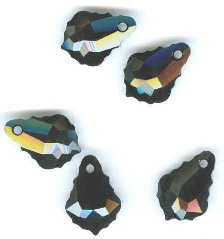 1 16x11mm Jet Swarovski Baroque Pendant