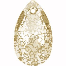 1 16mm Crystal Gold Patina Swarovski Pear Drop