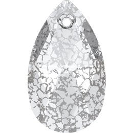 1 16mm Crystal Silver Patina Swarovski Pear Drop