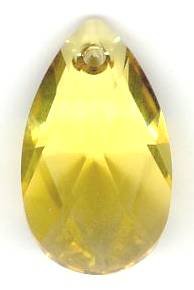 22mm Light Topaz Swarovski Pear Drop