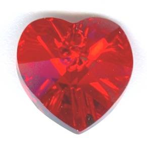 1 10mm Light Siam AB Swarovski Heart Pendant