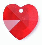 1 10mm Light Siam Swarovski Heart