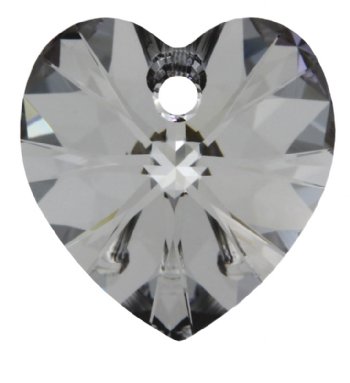 1 10mm Crystal Light Chrome Swarovski Heart Pendant