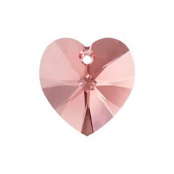 1, 10mm Rose Peach Swarovski Heart