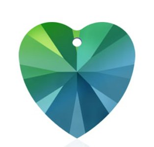1, 10mm Scarabaeus Green Swarovski Heart