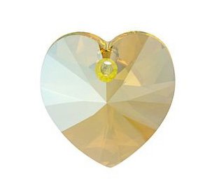 1 10mm Light Topaz Shimmer Swarovski Heart Pendant