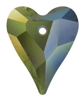 1 12mm Iridescent Green Swarovski Wild Heart Pendant