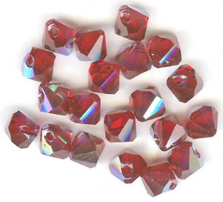 10 6mm Top Drilled Bicone Siam AB Swarovski
