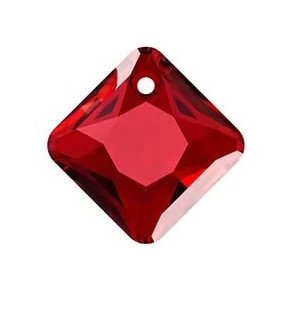 1, 9mm Light Siam Princess Cut Swarovski Pendant