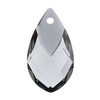1, 22mm Metallic Light Chrome Capped Black Diamond Pear Drop