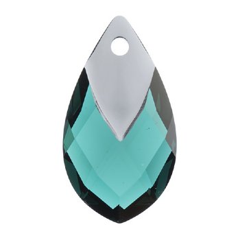 1, 22mm Metallic Light Chrome Capped Light Emerald Pear Drop
