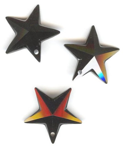 1 20mm Jet Swarovski Star Pendant