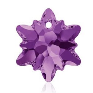 1, 14mm Amethyst Swarovski Edelweiss Pendant