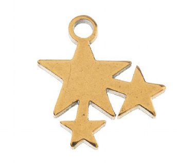 Pack of 6, 10.7x10.3mm Gold Sweet & Petite Shooting Star Charms