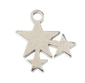 Pack of 10, 10.7x10.3mm Silver Sweet & Petite Shooting Star Charms
