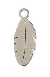Pack of 10, 4x10.7mm Silver Sweet & Petite Feather Charms