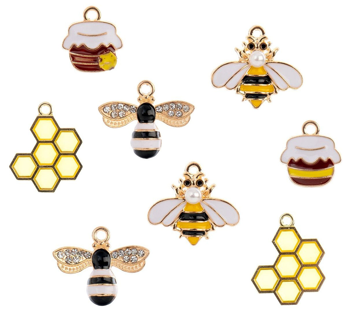 Set of 8, Sweet and Petite Assorted Beehive Charms