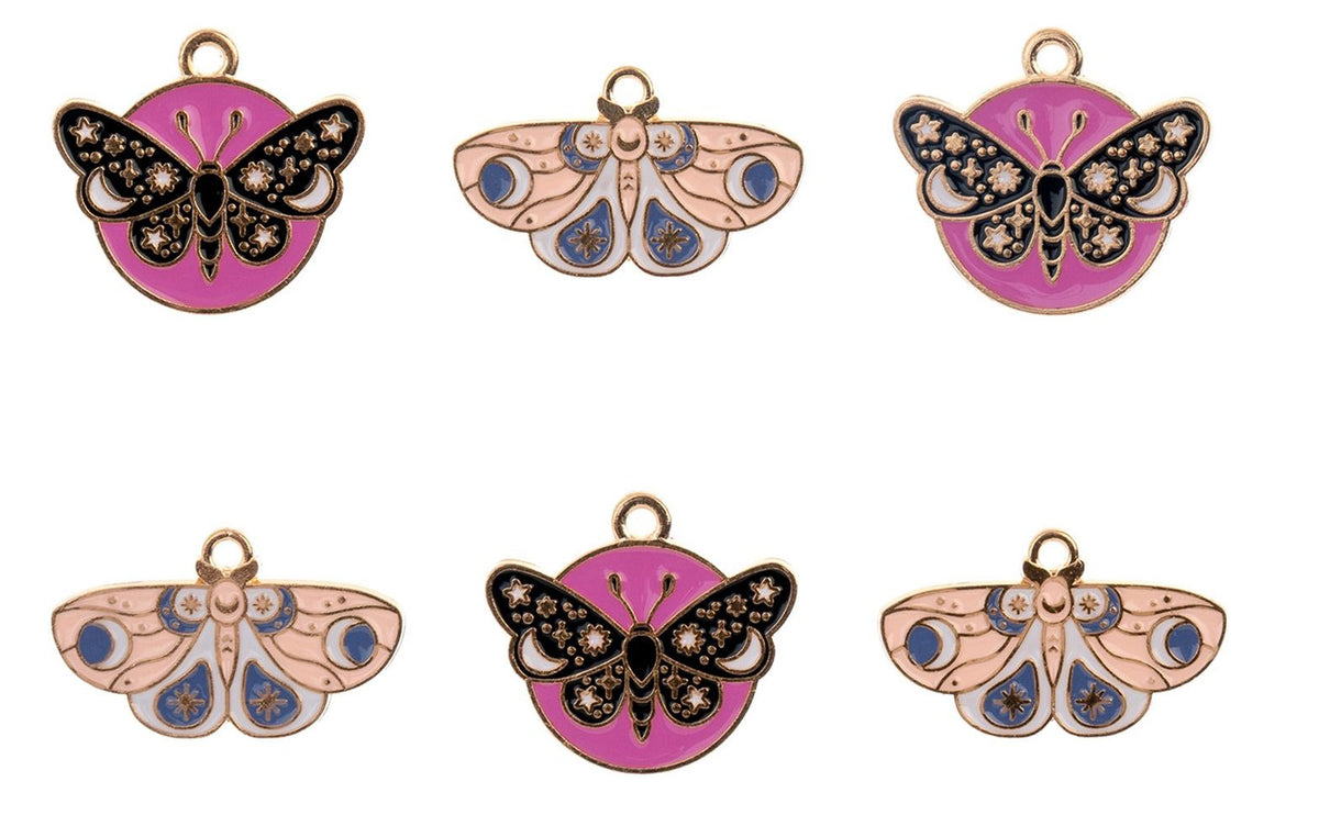 Set of 6, Sweet and Petite Assorted Summer Butterfly Charms