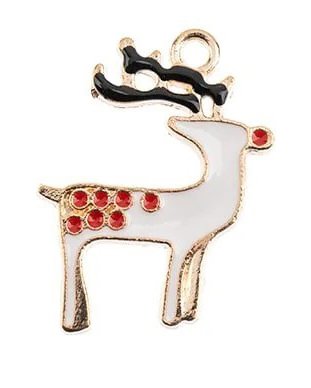 1, 23x18mm Gold Sweet & Petite Enameled Reindeer Holiday Charm