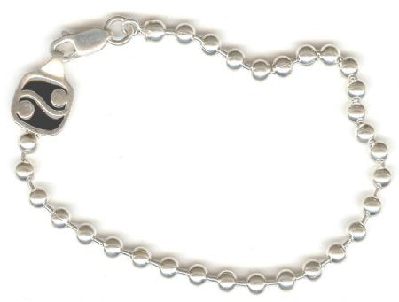 7.5inch 4mm Sterling Silver Ball Bracelet with Yin and Yang Tag